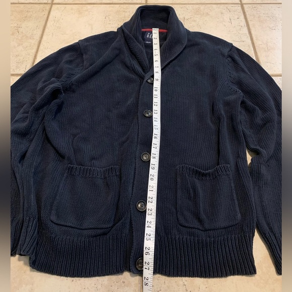 GAP Men's Navy Blue Chunky Knit Shawl Collar Cardigan Sweater XXL - Picture 5 of 5